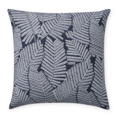 Modern Fern Embroidered Pillow Cover, Navy | Williams-Sonoma