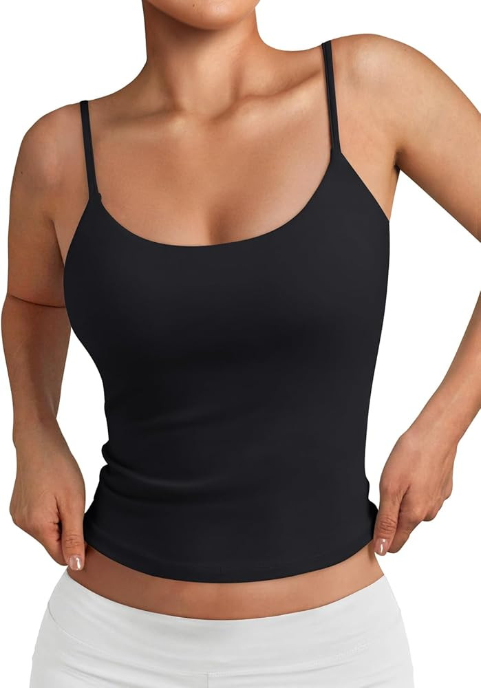 Trendy Queen Double Lined Adjustable Spaghetti Strap Tank Top for Women Cute Summer Basic Crop To... | Amazon (US)