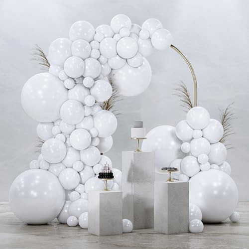 PartyWoo White Balloons 145pcs Matte White Latex Balloons Different Sizes | Amazon (US)
