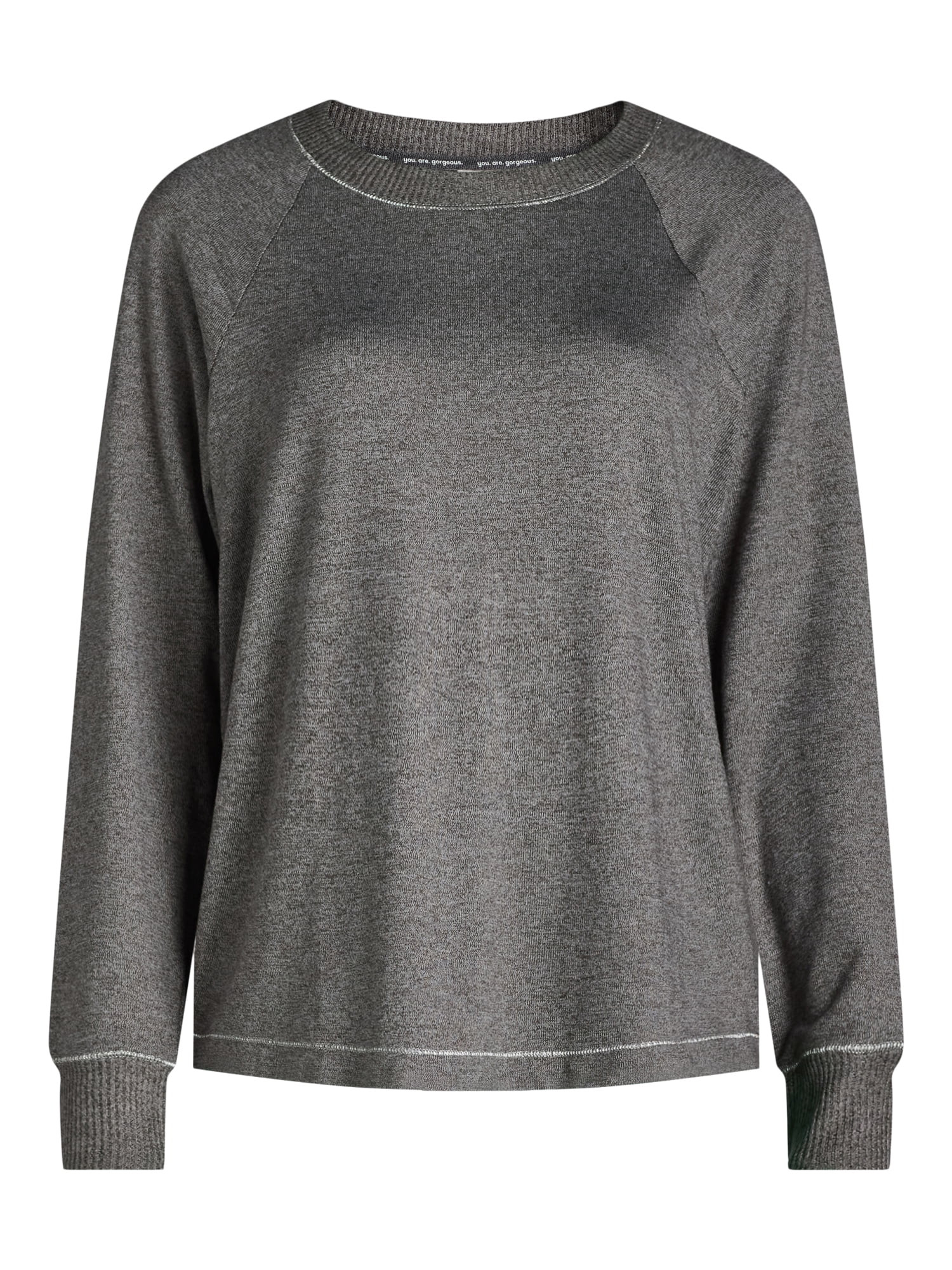 Joyspun Women’s Knit Long Sleeve Raglan Sleeve Sleepwear Top, Sizes XS-4X | Walmart (US)