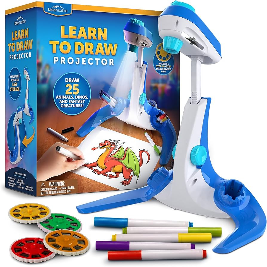 Blue Marble Learn to Draw Projector - Kids Image Projector for Tracing with 9 Colorful Markers & ... | Amazon (US)