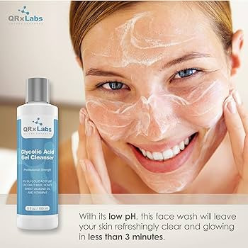 QRxLabs Glycolic Acid Face Wash, Exfoliating Gel Cleanser, For Wrinkle, Line, Acne, Spot & Chemic... | Amazon (US)