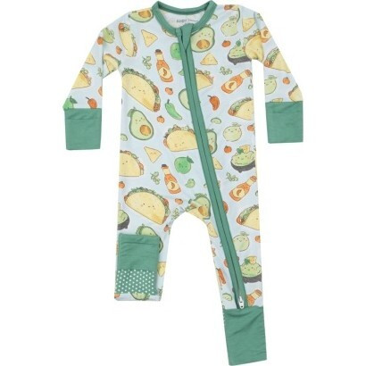Happy Tacos 2 Way Zipper Romper, Blue | Maisonette