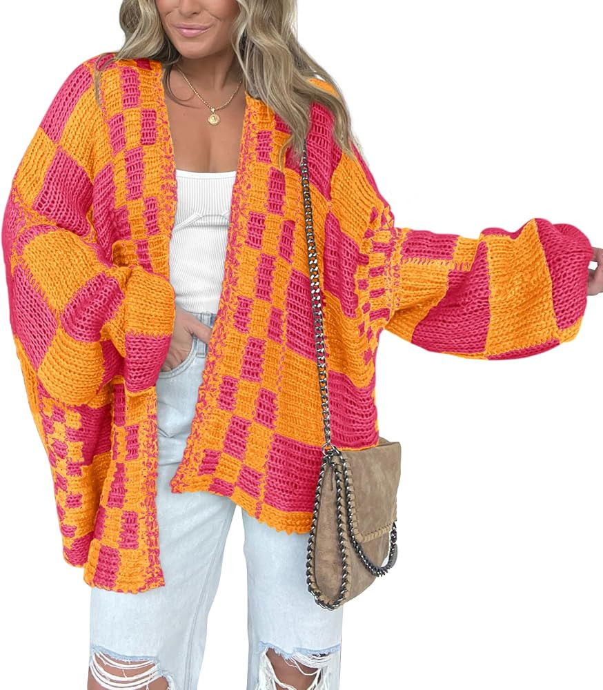 BTFBM Casual Cardigan Sweater for Women Fall 2026 Long Sleeve Open Front Chunky Knit Sweaters Che... | Amazon (US)