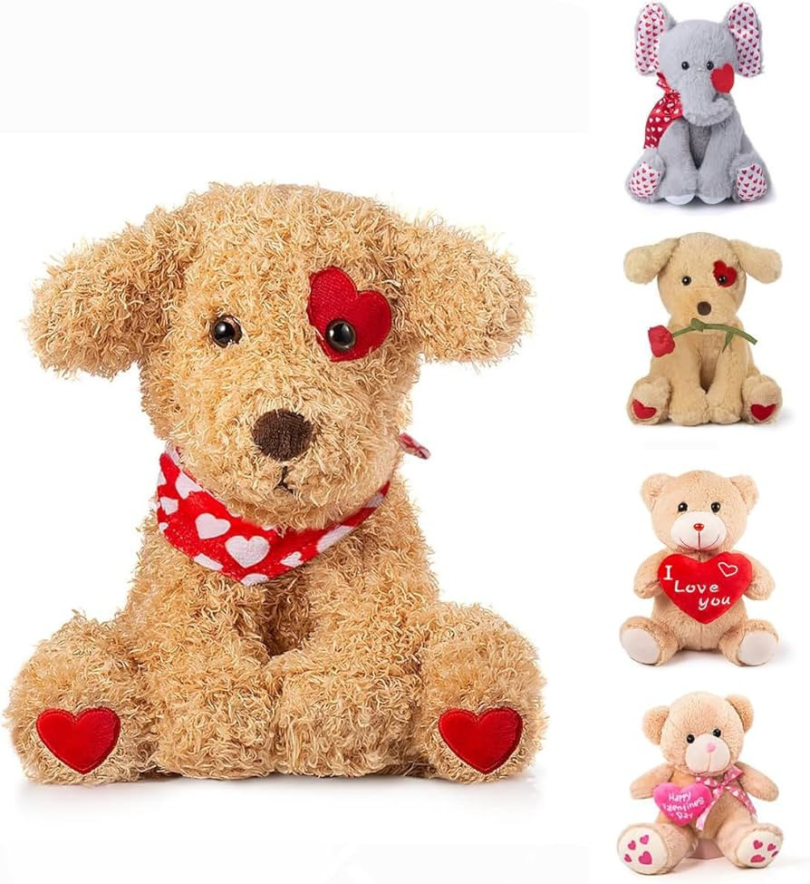 Oukiwi Valentine's Stuffed Animal, 11 Inch Dog, Ideal for Gifts for Friend (Puppy - one Pack) | Amazon (US)