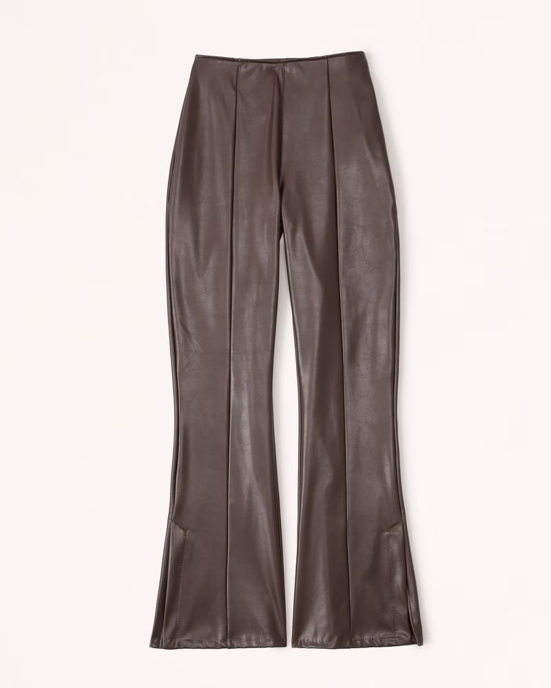 Curve Love Vegan Leather Split-Hem Flare Pant | Abercrombie & Fitch (US)