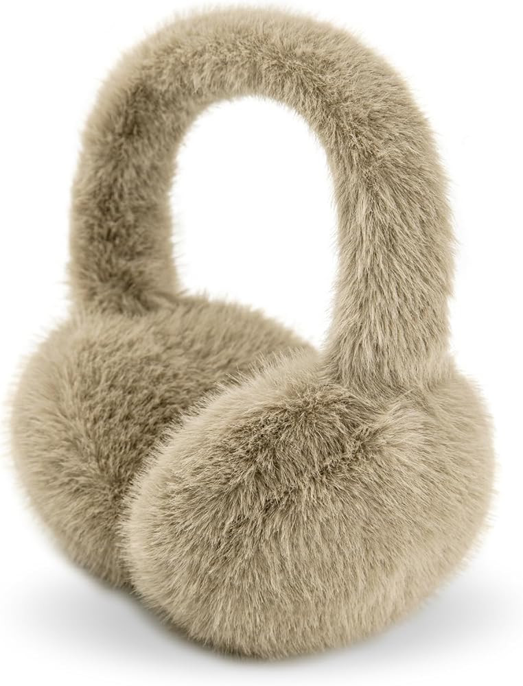 Winter Ear Muffs for Women Girls Faux Fur Cute White Earmuffs Fluffy Ear Warmers Foldable Ear Cov... | Amazon (US)