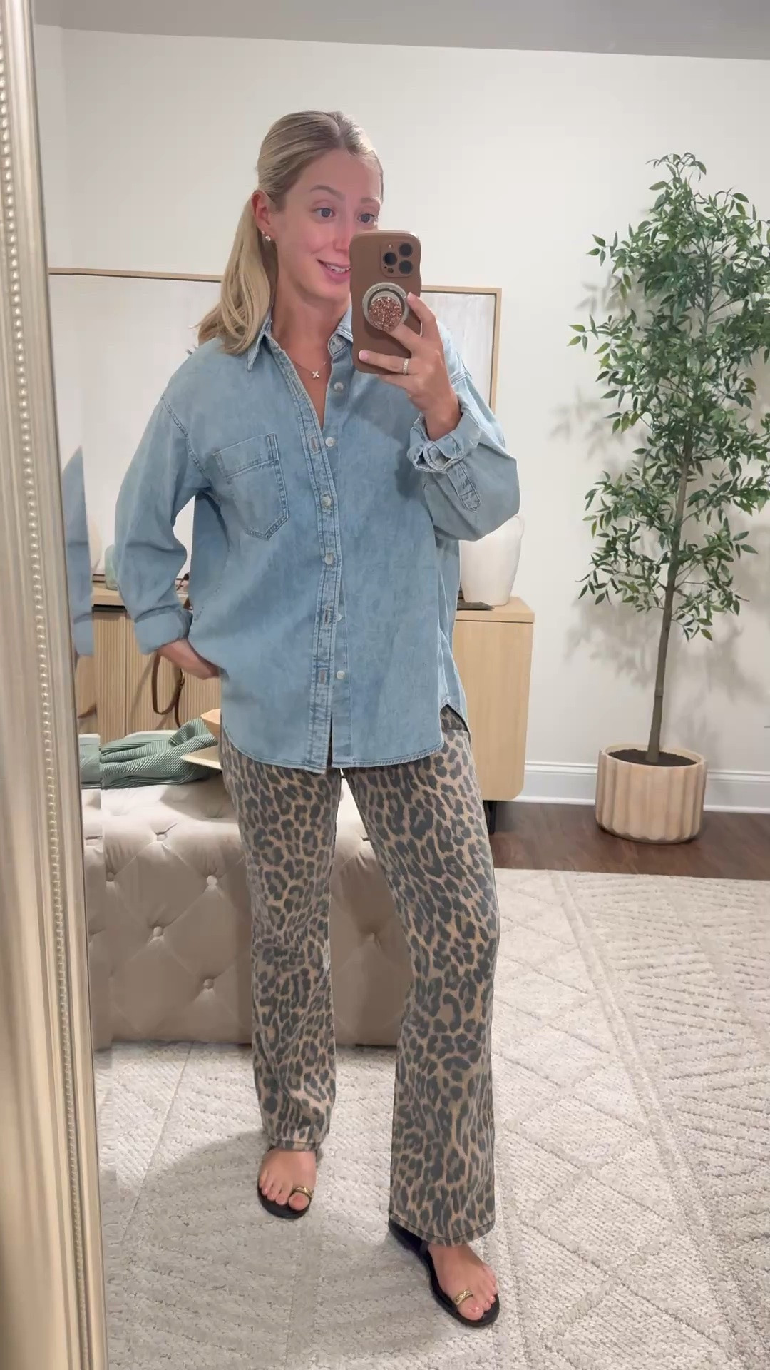 Leopard jeans on sale! Runs one size small, size up if in between. Normally size 4, wearing size 6! Size XS denim top 

Denim, leopard, good American

#LTKdayinmylife #LTKootd #LTKgrwm