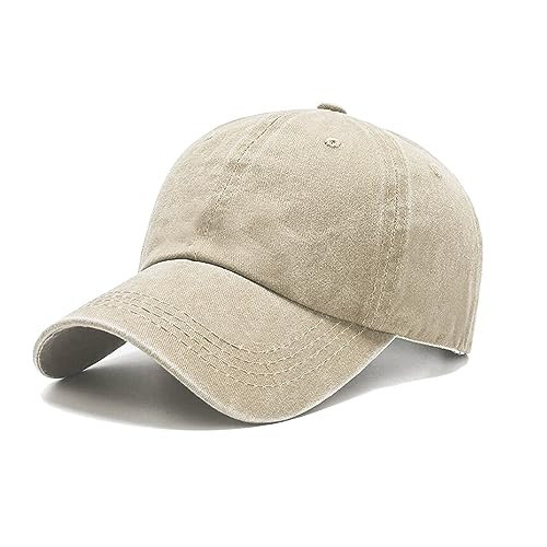 NPJY Vintage Washed Distressed Cotton Dad Hat Baseball Cap Adjustable Trucker Unisex Hats Beige(Washed) | Amazon (US)