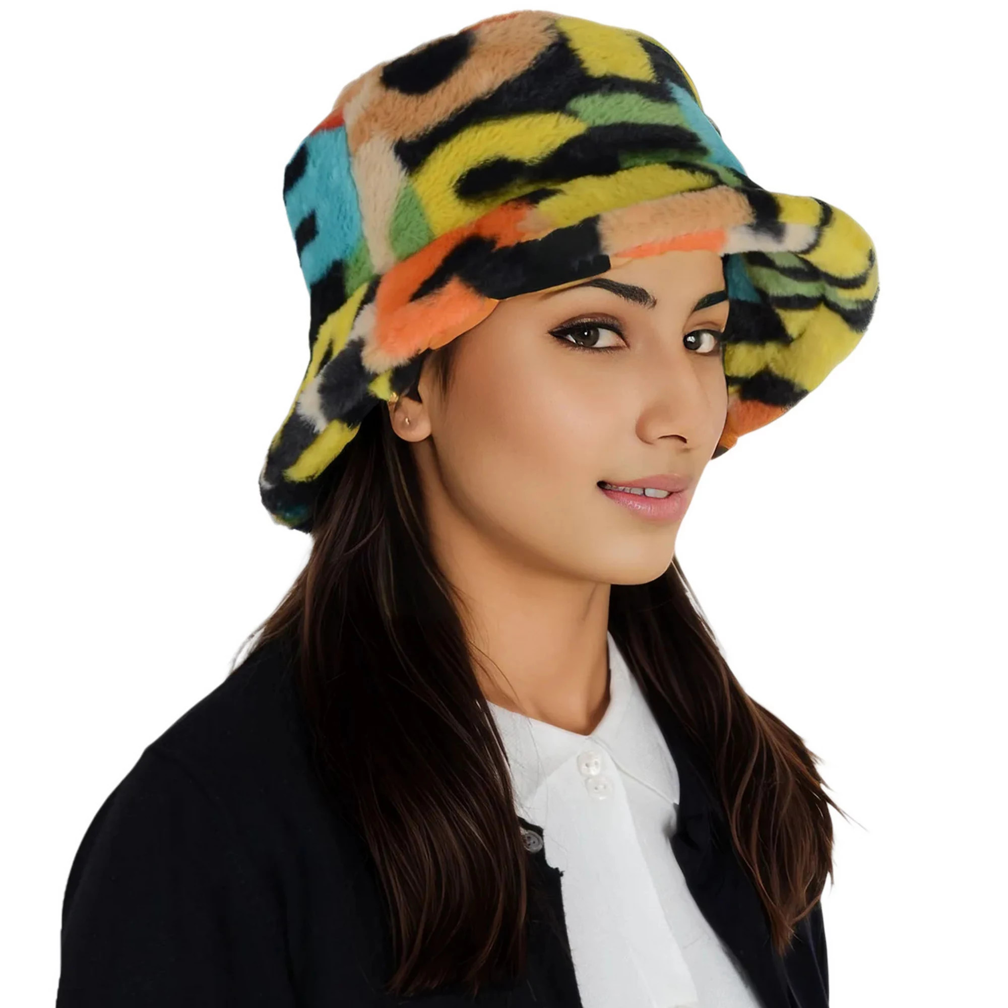 Women's Comfy Faux Fur Fuzzy Bucket Hat Colorful Winter Warm Hat Plush Fisherman Cap for Women | Kohl's