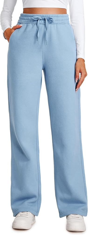 CRZ YOGA Cotton Fleece Lined Sweatpants Women 30" Straight Leg Casual Lounge Sweat Pants for Wome... | Amazon (US)
