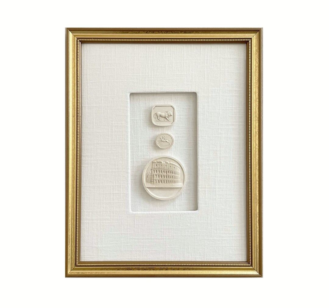 Intaglios No. 2 Ivory - European Intaglios - Linen Shadowbox Framed Art | Etsy (US)