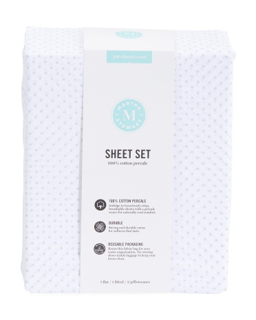100pct Cotton Percale Swiss Dot Sheet Set | TJ Maxx