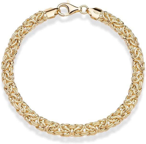 18K Gold Over Sterling Silver Italian Byzantine Link Chain Bracelet for Women 7.25"-8" 925 Italy | Amazon (US)