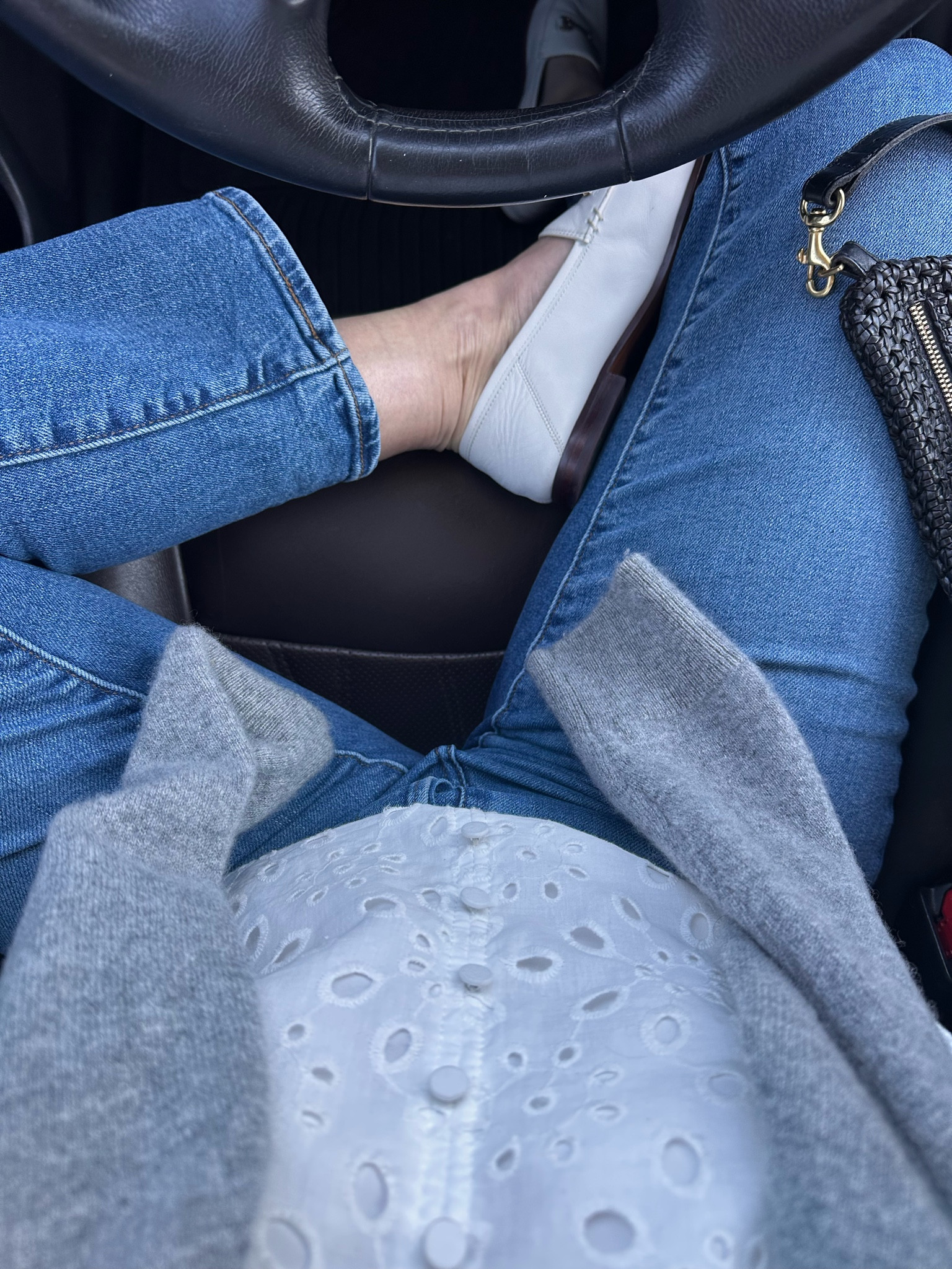 Casual outfit of the day | eyelet blouse perfect | Levi straight jeans | white loafers| cashmere sweater 

#LTKFindsUnder100 #LTKMidsize #LTKPetite