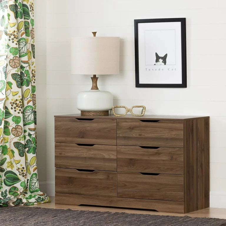 South Shore Holland 6-Drawer Double Dresser, Natural Walnut | Walmart (US)