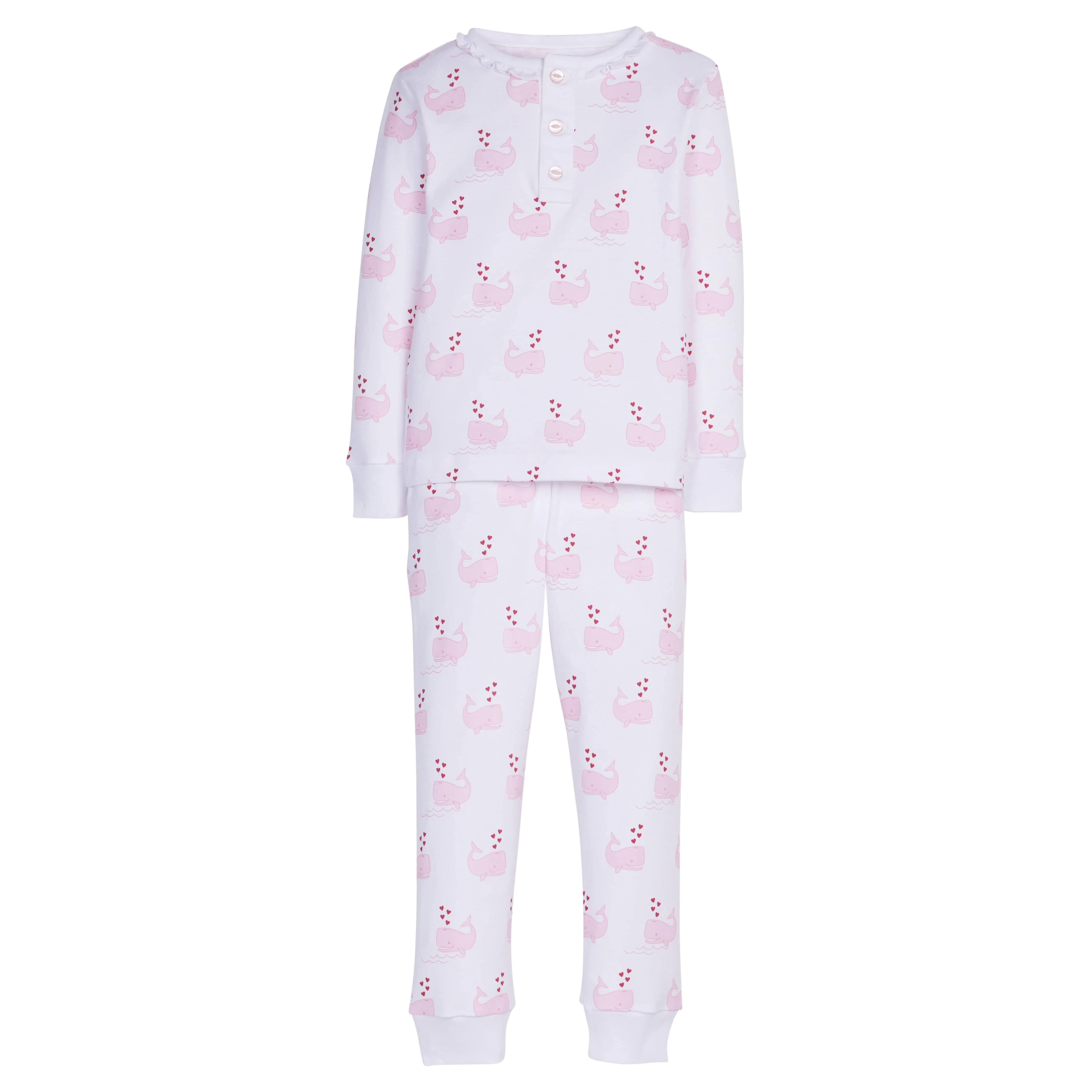Pink Whales Jammies - Girl's Pima Cotton PJ Set | Little English