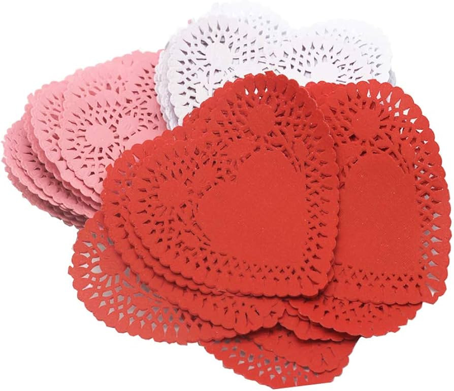 BinaryABC Valentine's Day Heart-Shaped Paper Doilies,Valentine Day Decorations,4"/100mm,100pcs(As... | Amazon (US)