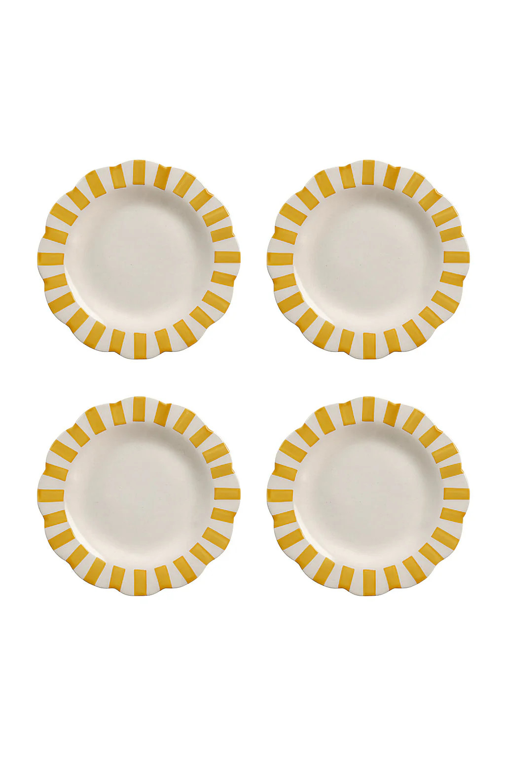 Ceramic Stripe Dinner Plate, Yellow - 10 x 10 x 1.25 Inches ( Set of 4 ) | Jones & Daughters