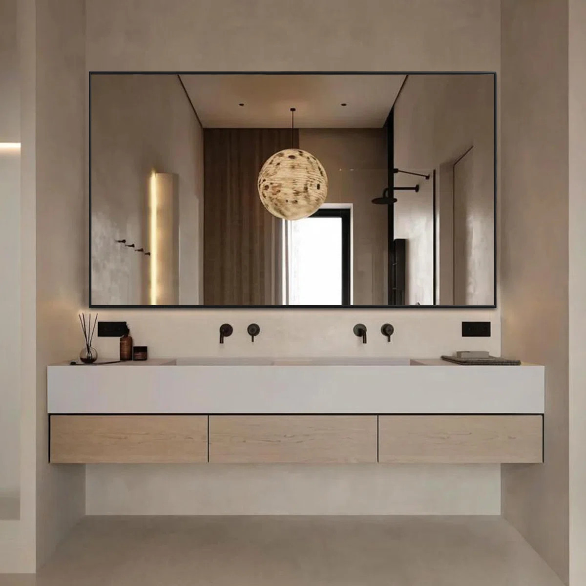 Oversized Rectangle Metal Full Length Mirror Wall Mirror Hanging Or Leaning With Stand | Wayfair North America