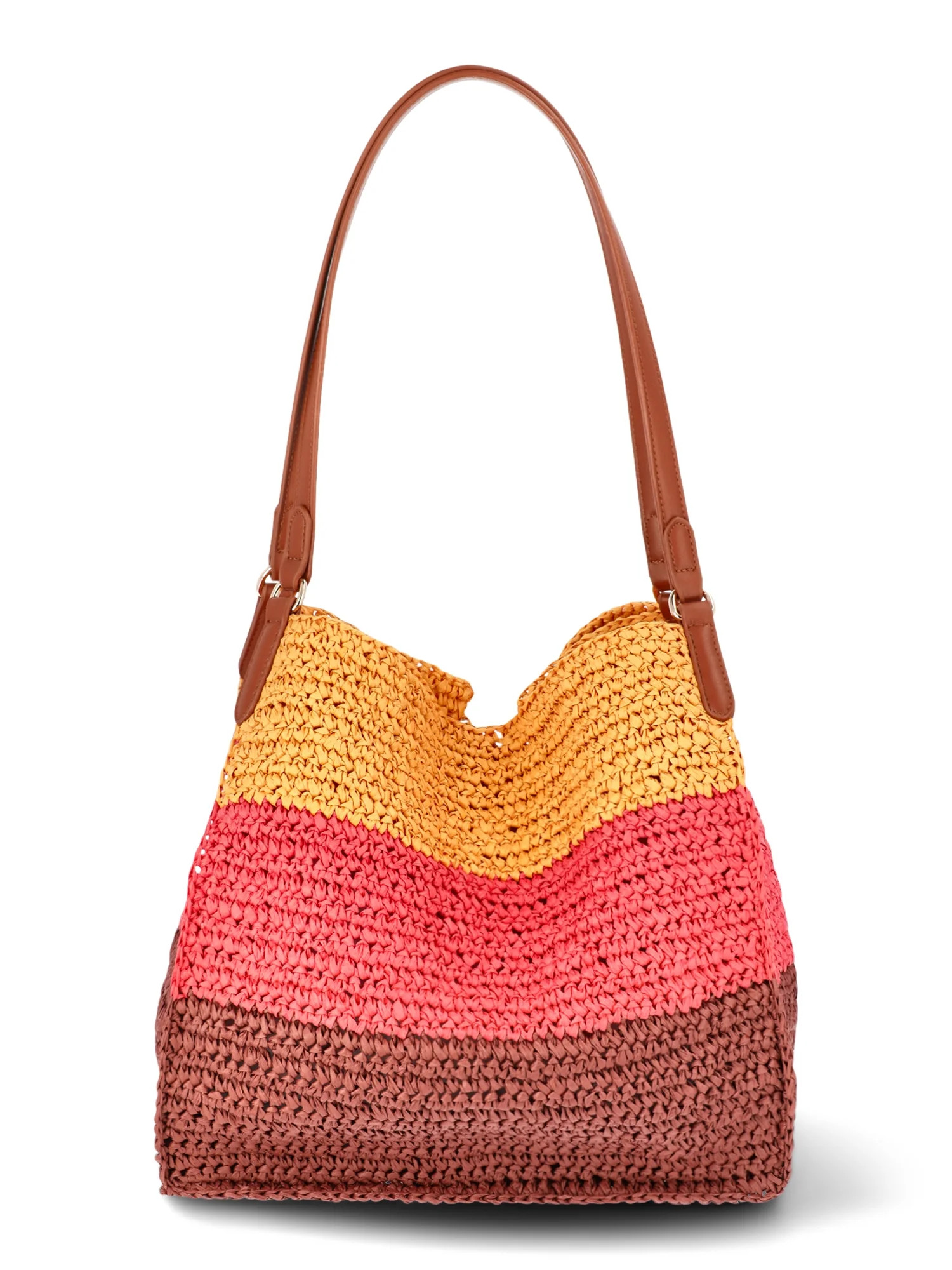 Time and Tru Women's Packable Straw Tote, Ombre | Walmart (US)