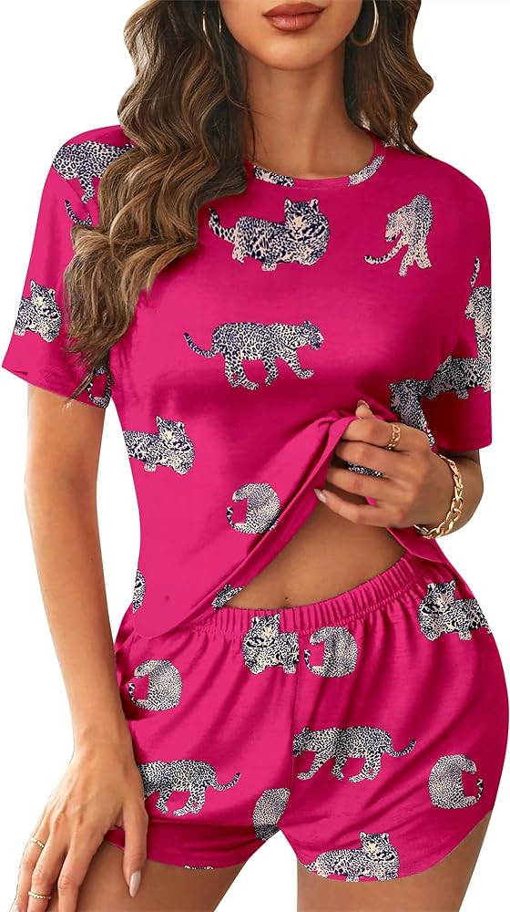 Ekouaer Women Pajama Set Short Sleeve Comfy Pjs Sets 2 Piece Lounge Set with Pockets | Amazon (US)