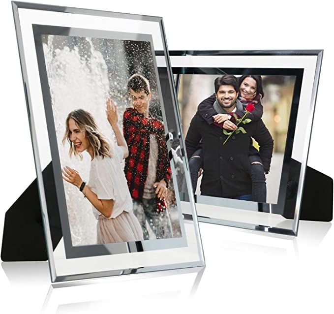 5x7 Glass Picture Frame,Silver Mirrored for Photo Display Stand on Tabletop,Pack of 2 By Cq acryl... | Amazon (US)