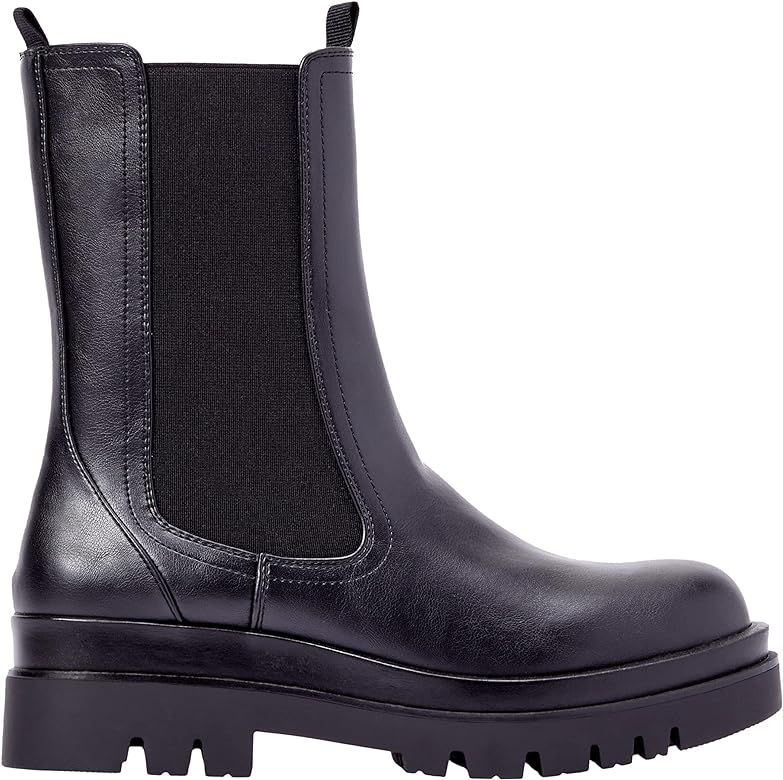 Candide Platform Chelsea Boots for Women - Chunky Heeled Boots, Faux Leather Platform Boots, Boots f | Amazon (US)