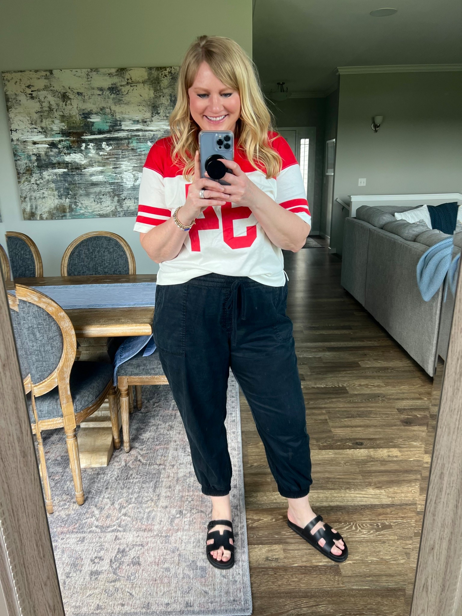 Casual summer fit. Wearing XL in the tee. Sandals are TTS  

#LTKMidsize #LTKSummerEdit #LTKOver40