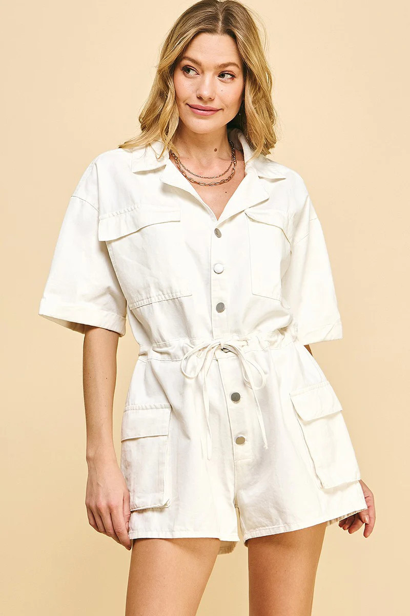 Georgia Romper- Off White | Shop BIRDIE