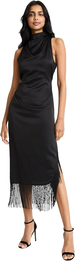 Donna Morgan Women's Cowl Neck Maxi with Fringe Hem | Amazon (US)