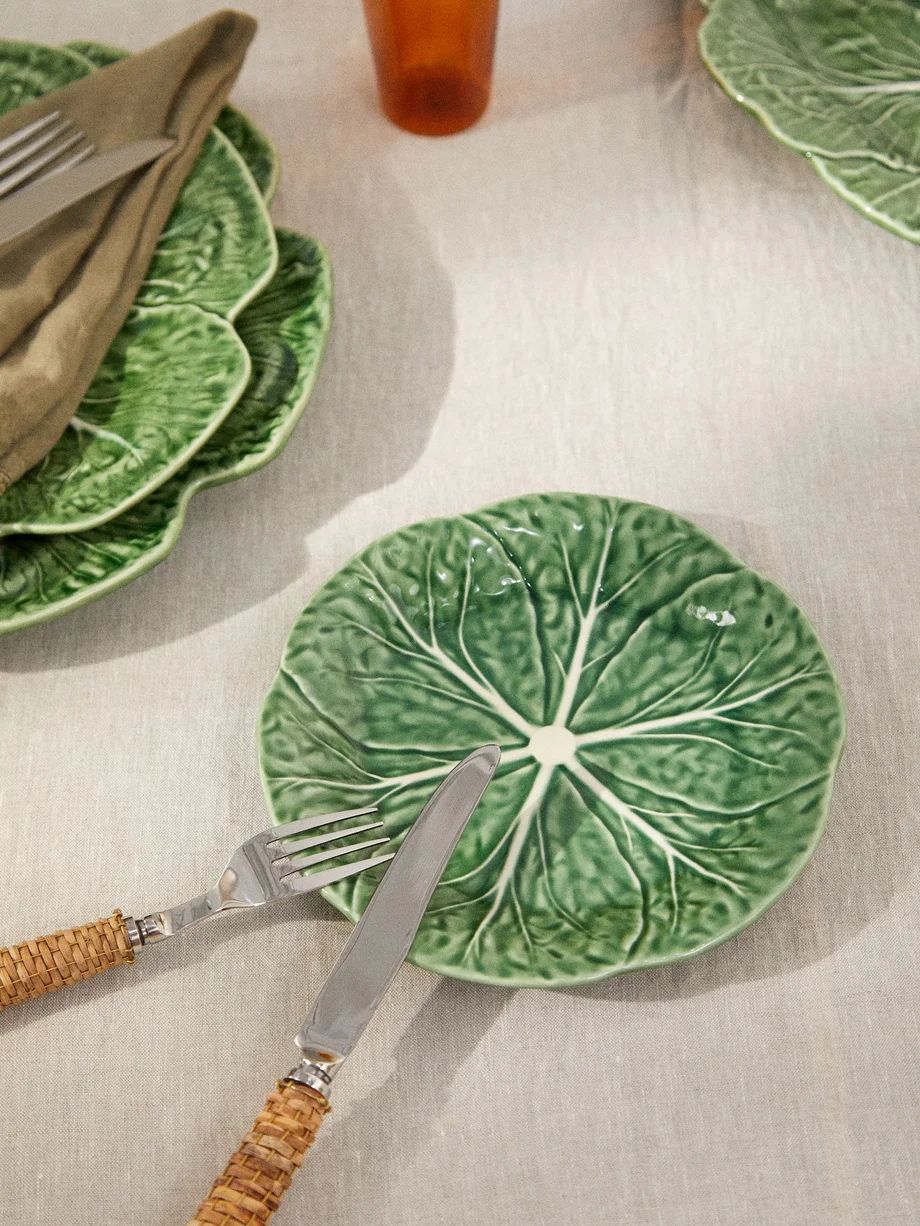 Set of four cabbage earthenware side plates | Bordallo Pinheiro | Matches (US)