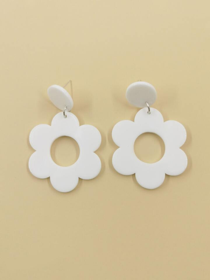 1pair Simple Acrylic Flower Shaped Earrings (personality Style) & 1pair Elegant All-match Romanti... | SHEIN