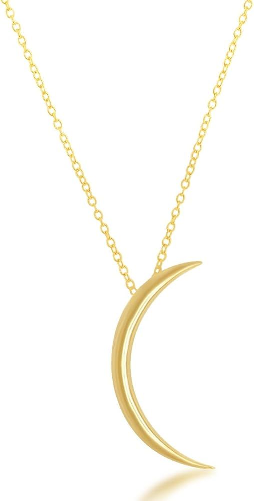 Beaux Bijoux Sterling Silver Crescent Moon Necklace for Women - 14k Gold Plated Silver Half Moon ... | Amazon (US)