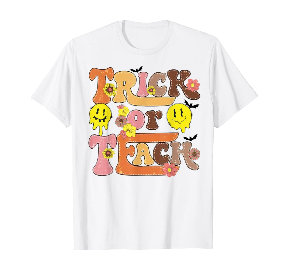 Trick Or Teach Spooky Teacher Halloween Teacher Day Retro T-Shirt | Amazon (US)