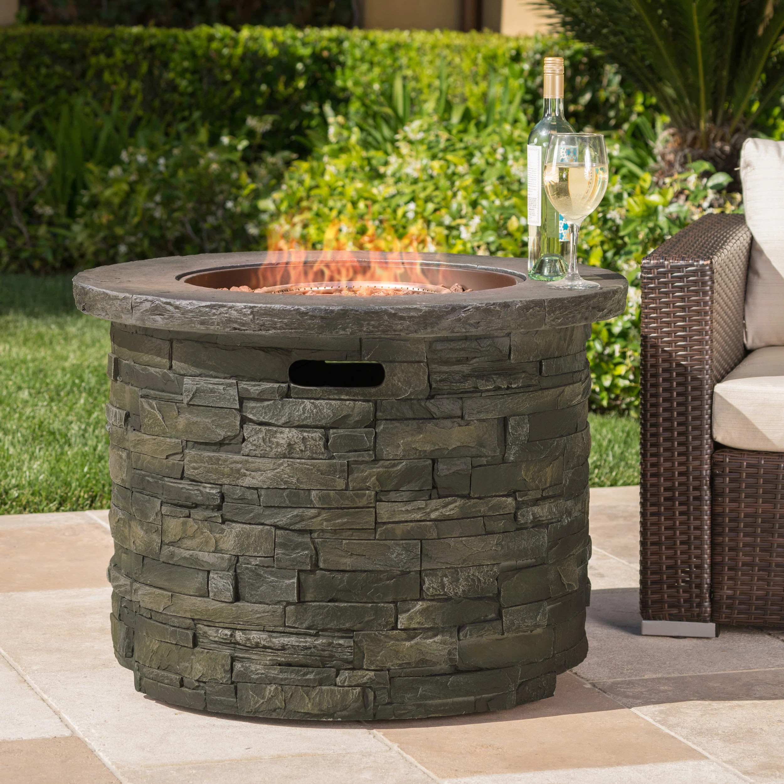 Altair 24" H x 34.5" W Light Weight Concrete Propane Outdoor Fire Pit | Wayfair North America