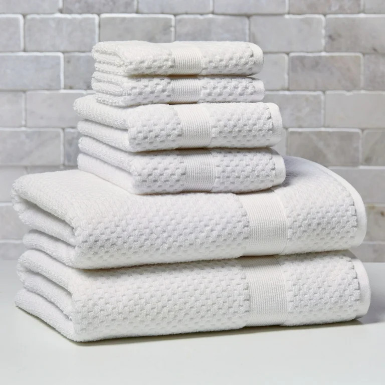 Better Homes & Gardens Signature Soft Cotton Popcorn Textured 6 Piece Bath Towel Set,Arctic White | Walmart (US)