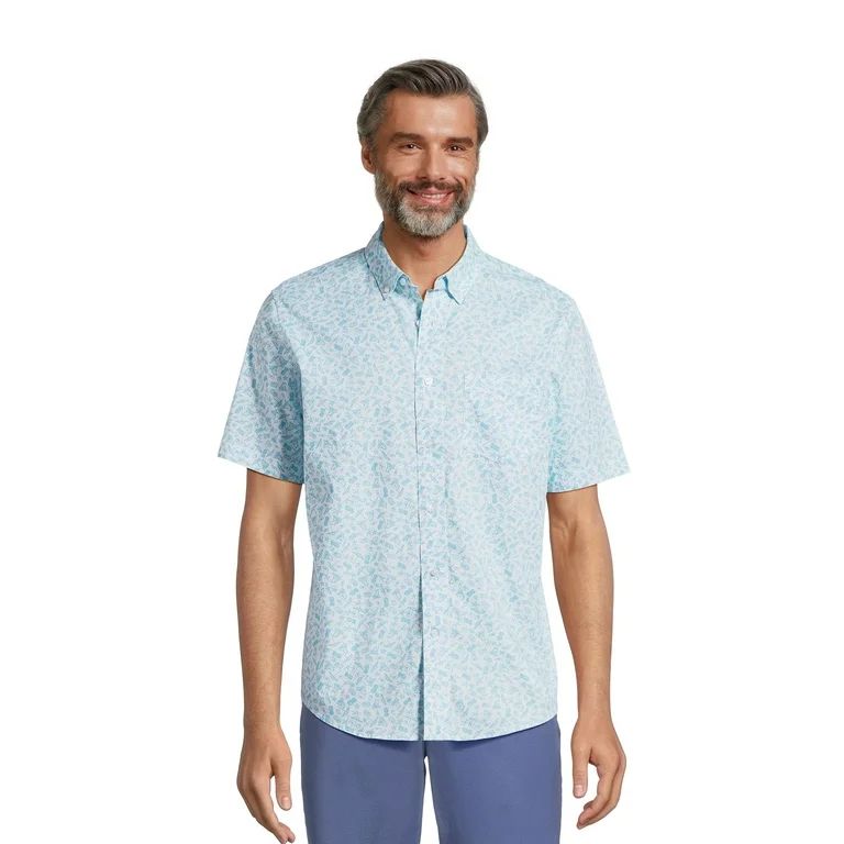 George Men's & Big Men's Short Sleeve Poplin Button-Up Shirt, Sizes S-3XL | Walmart (US)