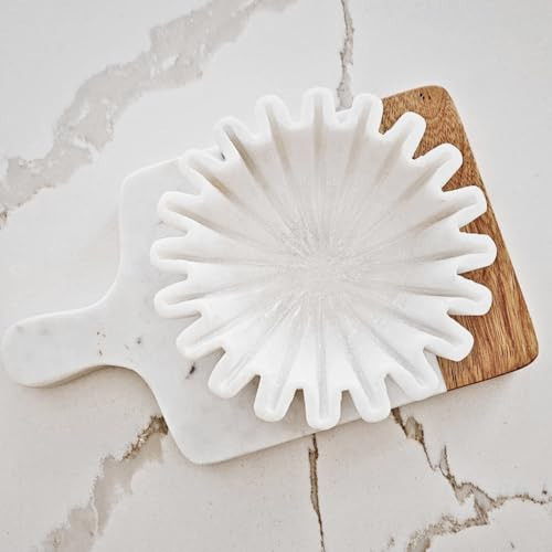 HandCrafted Marble Bowl/Antique Scallop Bowls/Fruit Bowl/Vintage Ring Dish/Decorative Ruffle Flower gift/HouseWarming Wedding Gift/Urli (6) | Amazon (US)