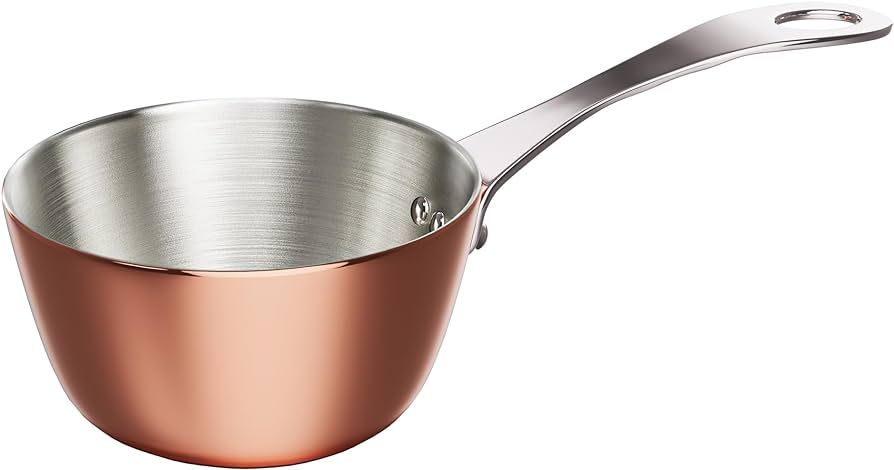 Macevia Mini Sauce Pan,Copper Stainless Steel Butter Warmer Pan Coffee Milk Warmer Mini Butter Melting Pot Small Multipurpose Use for Home Kitchen or Restaurant (5oz/150ml)-Copper | Amazon (US)