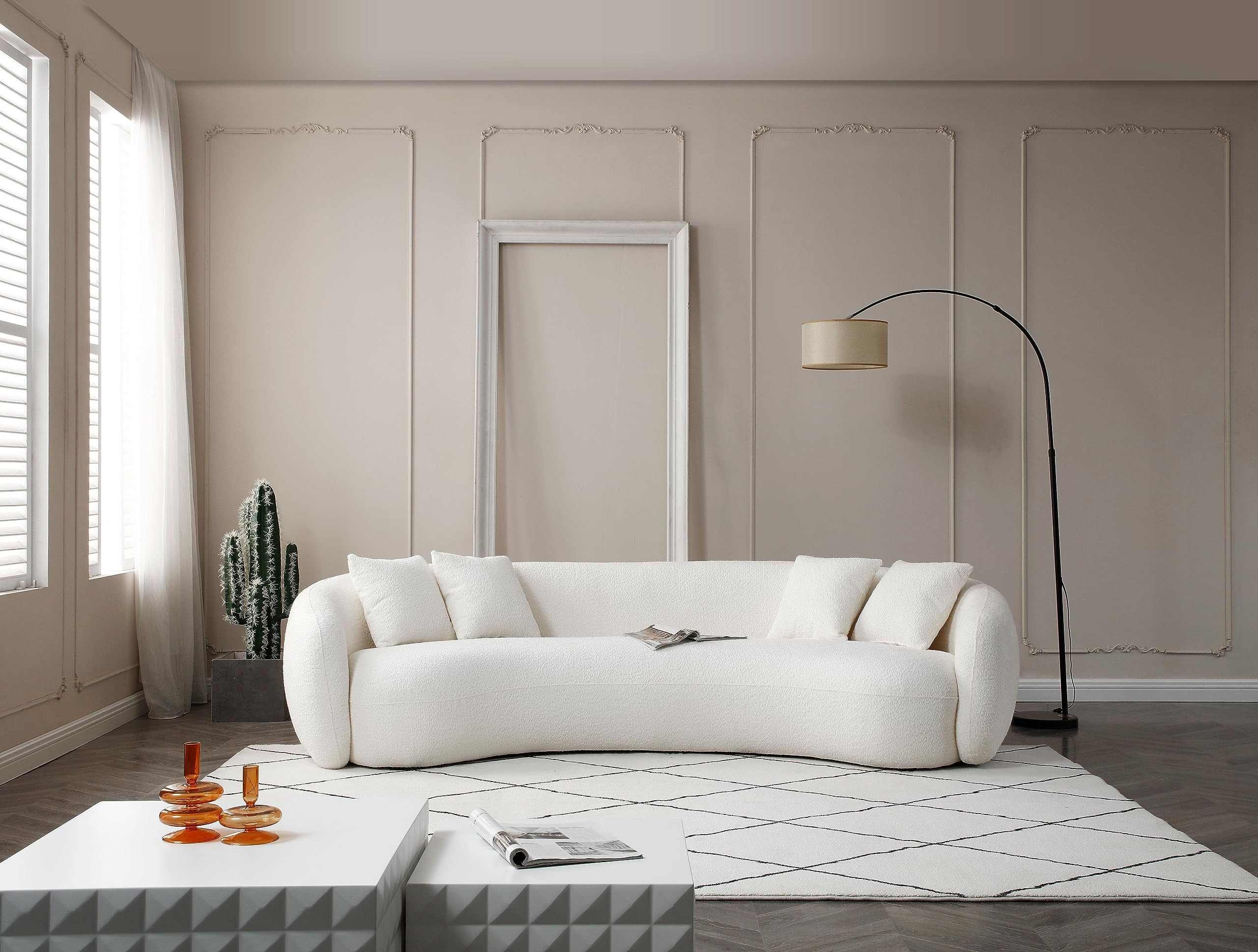 KEIKI 103" Boucle Half Moon Curved Sectional Sofa with 4 Throw Pillows, Modern Style 5-Seater Ted... | Amazon (US)