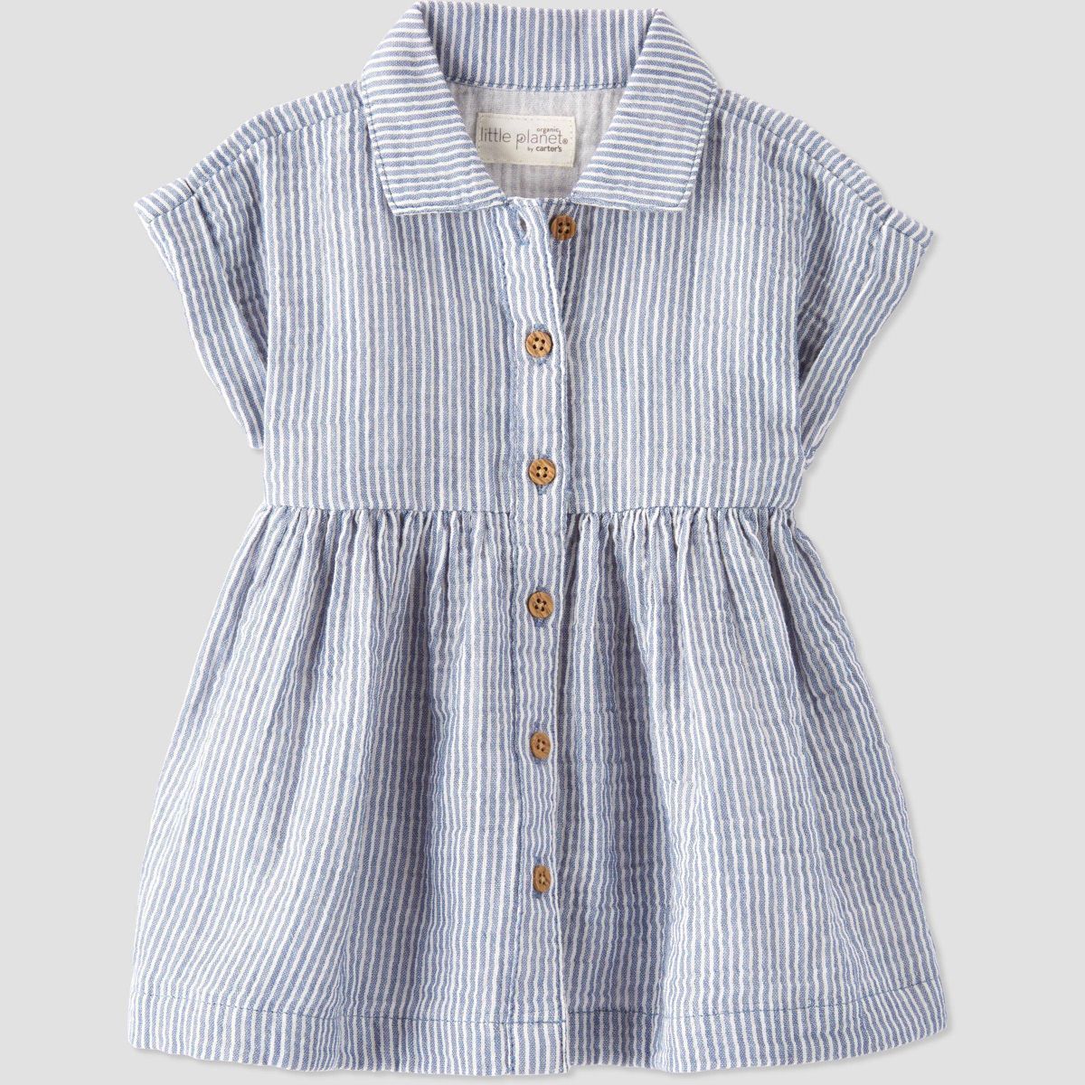 Little Planet by Carter’s Organic Baby Girls' Gauze Striped Dress - Blue | Target