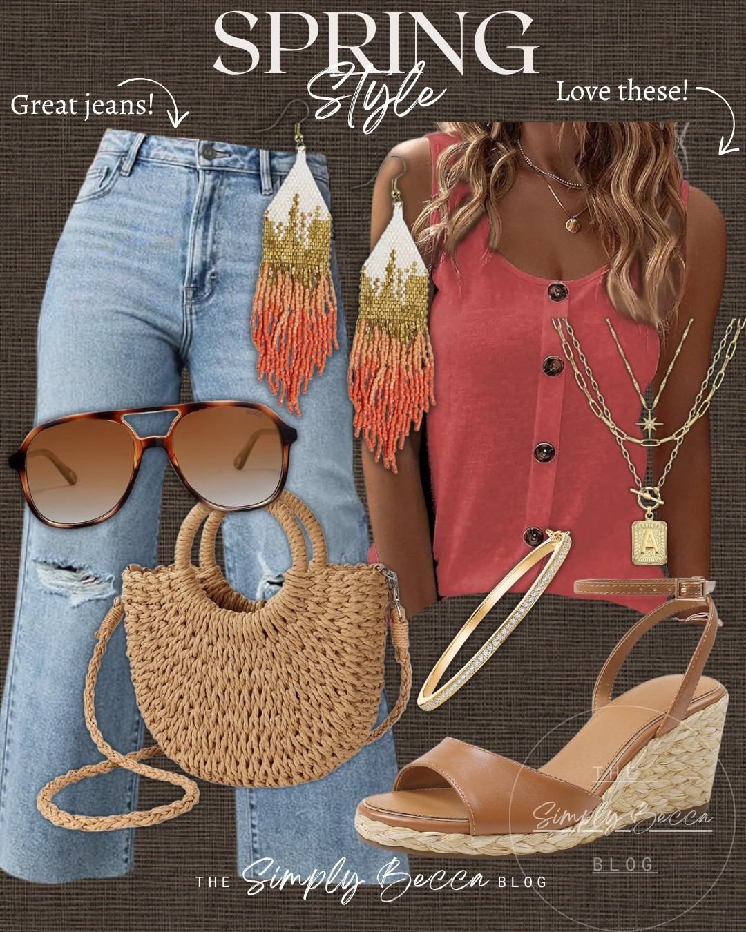 Light, airy, and easy outfits that feel like spring.

@amazon 

 #amazonfashion #ltkwomens #ltkfinds #springstyle #springoutfits2026 #layerednecklace #wovenpurse #wedges #LTKootd #LTKmomlife #LTKSeasonal