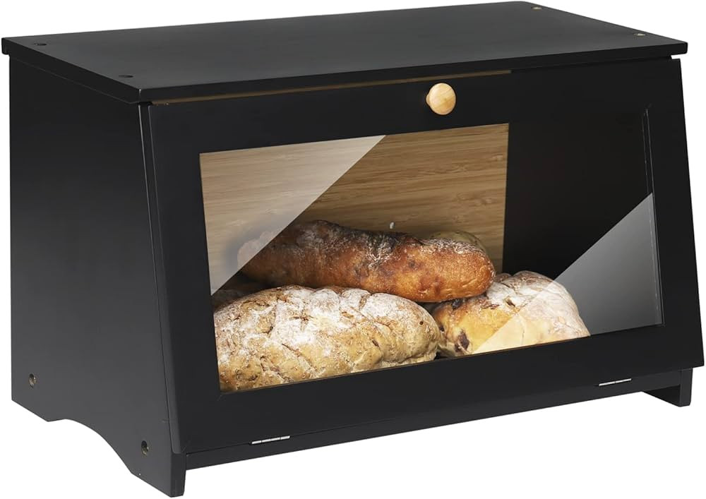 HOMEKOKO Wood Bread Box for Kitchen Counter, Single Layer Bamboo Large Capacity Food Storage Bin ... | Amazon (US)