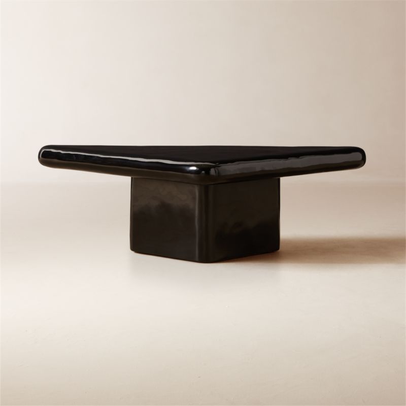 Vayle High-Gloss Black Concrete Coffee Table Short + Reviews | CB2 | CB2