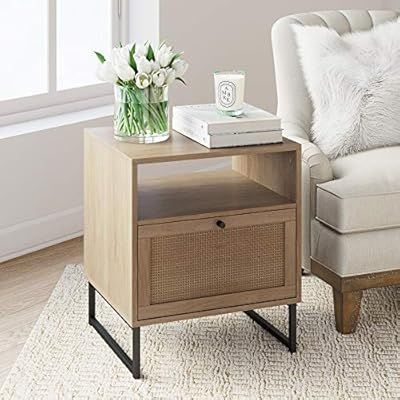 Nathan James Mina Side, End Table Wood Finish & Matte Accents with Storage for Living Room or Nig... | Amazon (US)