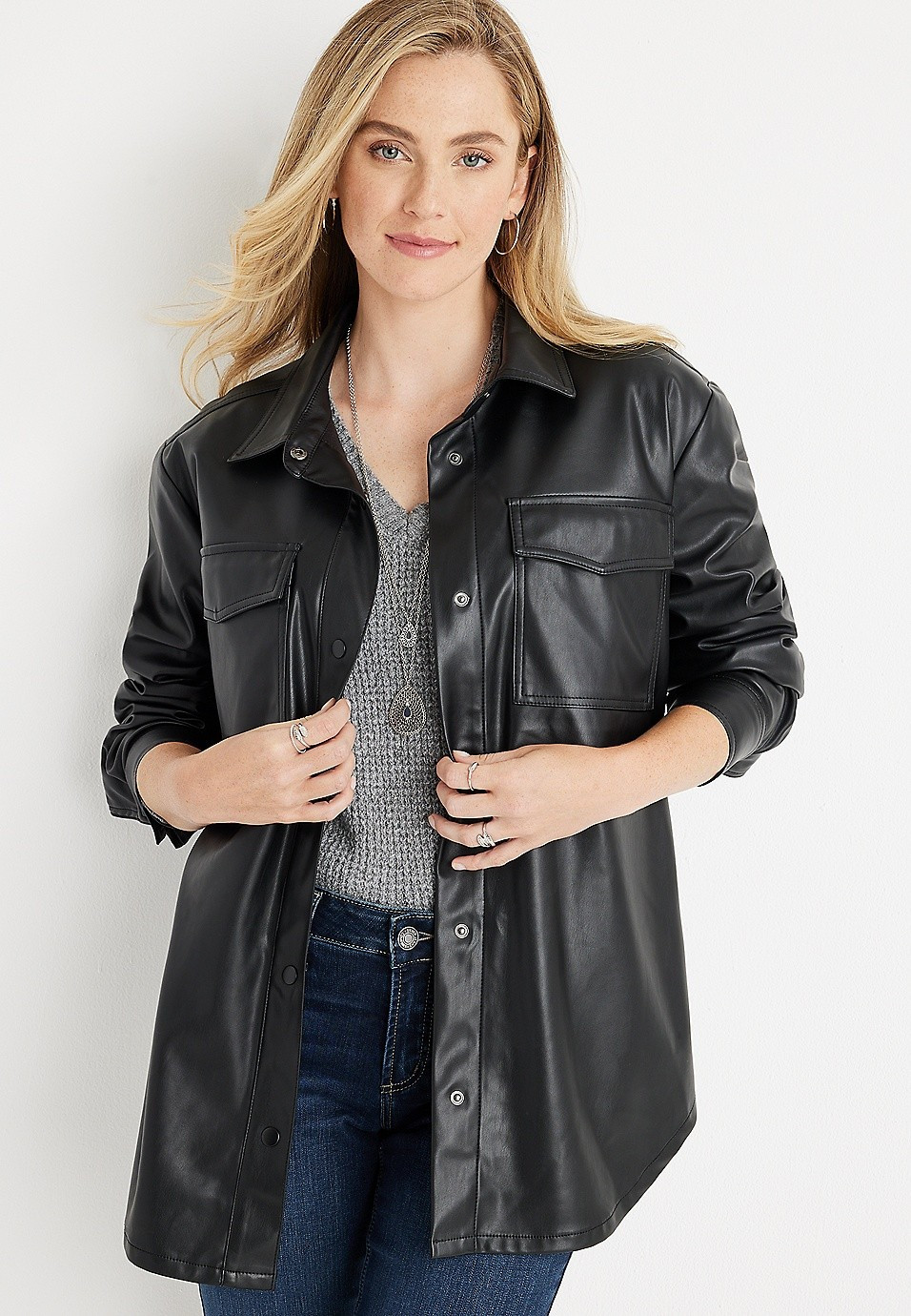 Faux Leather Shacket | Maurices