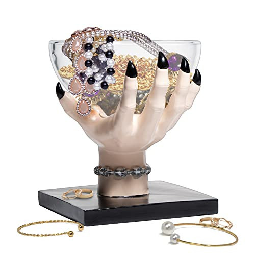 GUTE Witch Hand Large Jewelry Bowl Stand - Witch Hand Dish For Bedroom, Office Décor, Halloween Storage Basket Hand Hold Jewelry, Nuts, Storage Rack Resin Home Ornament for Trick Or Treat 5" H | Amazon (US)