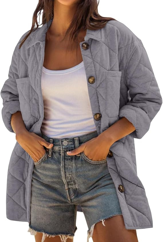 Danedvi Womens Casual Lapel Collared Lightweight Quilted Jackets Fall Winter Warm Loose Puffer Ou... | Amazon (US)