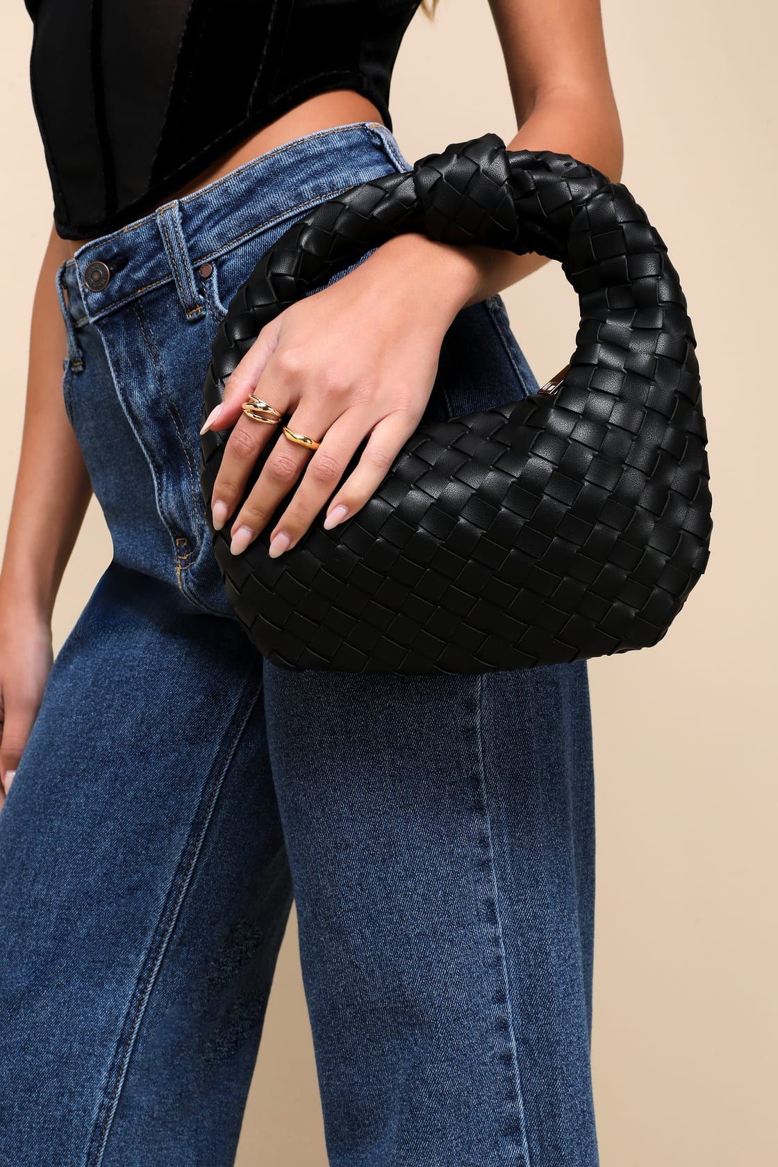 Mejia Black Woven Knotted Handbag | Lulus